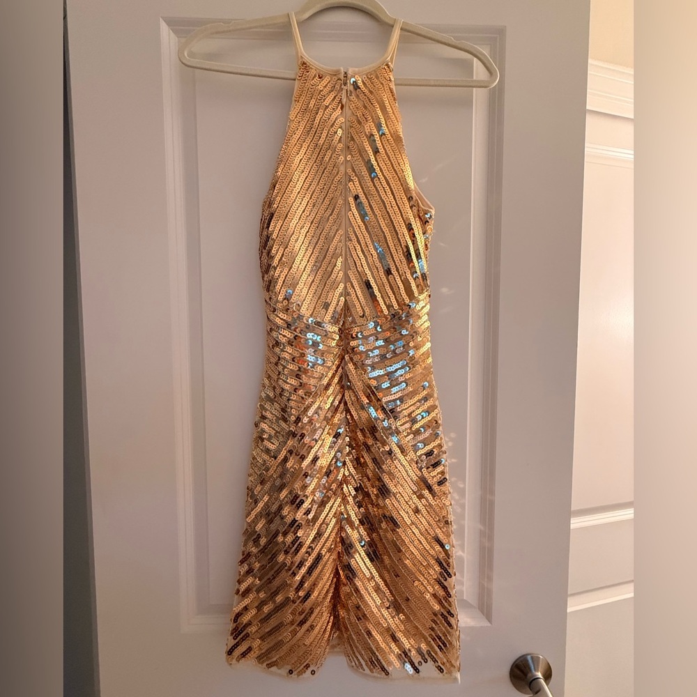 Lulu's Shimmering Gold Sequin Dress - Picture 2 of 4